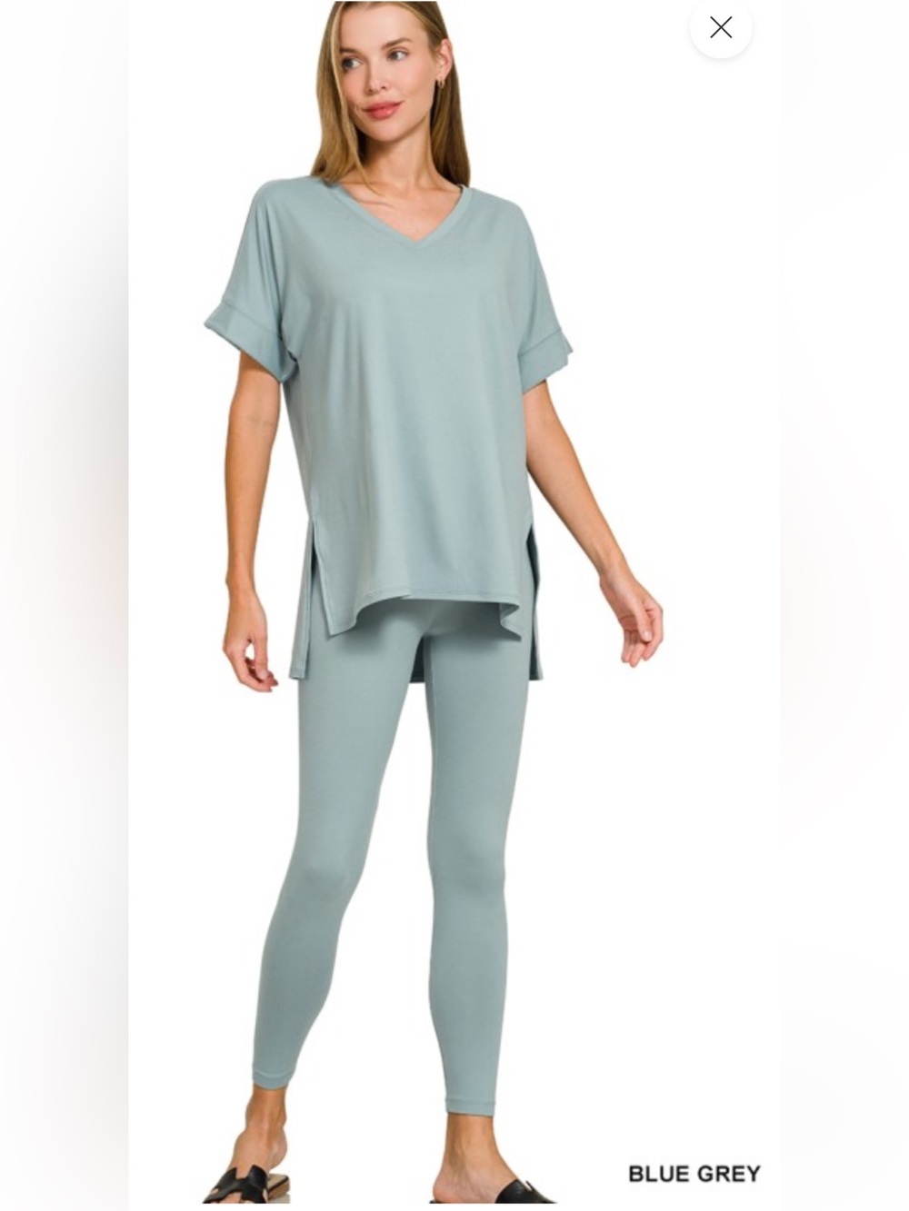 NWT 2pc Zenana Blue Grey Soft Brushed Dty Microfiber V-Neck
Top & Soft Leggings